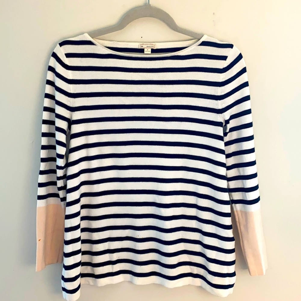 Gap Striped Sweater with Pink Cuffs